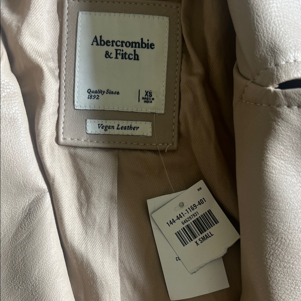Abercrombie & Fitch Women's Light Pink Leather Jacket - Picture 2 of 4